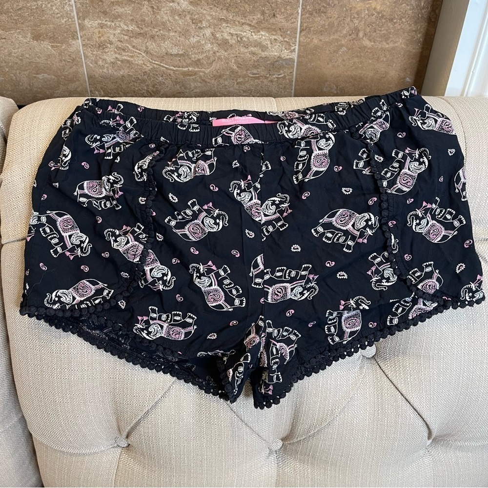 Bc:  ISAAC MIZRAHI Navy Blue Pink Pajamas Shorts Sleep Lounge Elephant Sz S